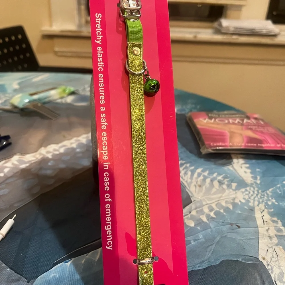 Green Glitter Cat Collar with Bell
